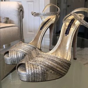 Ralph Lauren Collection Gold Python Sandals Size 8.5 NEW